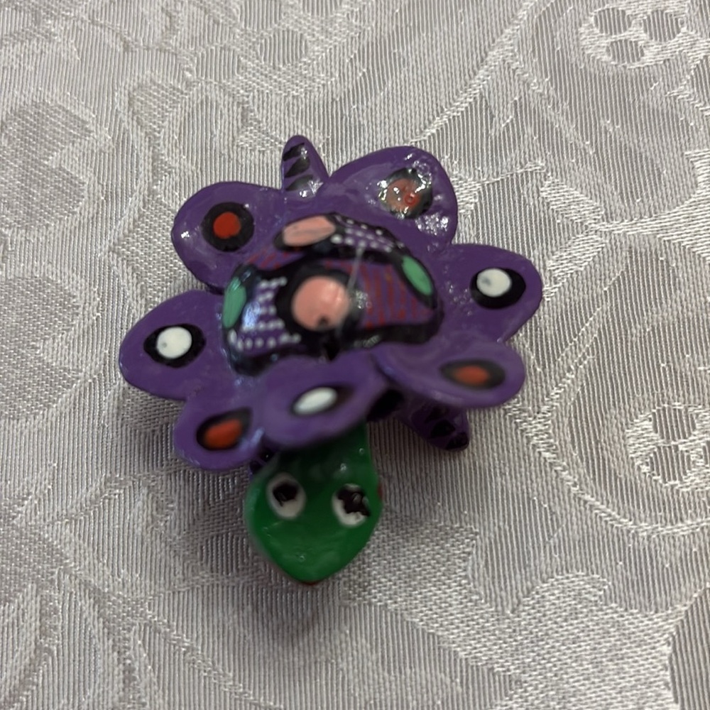 Handmade Mexican Wooden Purple Shelled Turtle